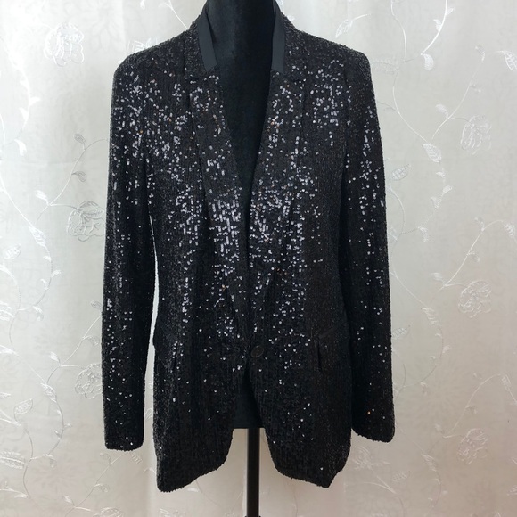 Banana Republic Black Sequin Jacket Size 4 - Picture 1 of 7